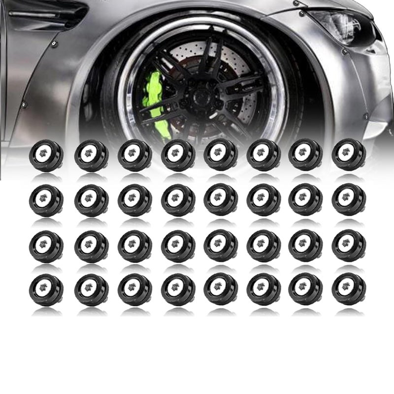 Rolling Gears M6 Black Flat Anodized Aluminum Washer Bolt Kit, 32-Piece Hardware Kit for Widebody, Fender Flares, Bumpers, Mud Flaps and Engine Bay Dress-Up - Image 1